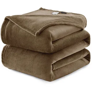 WAVVE Kuscheldecke Flauschig Decke Fleecedecke - Sofadecke Braun 220x240 cm Wohndecke Sommer Couchdecke Weich, XXL Groß Decke Sofa Leicht