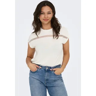 Kurzarmshirt ONLY "ONLFREE LIFE BATSLEEVE O-NECK MIX TOPJRS", Damen, Gr. XS, weiß (cloud dancer), Jersey, Obermaterial: 70% Modal, 30% Polyester, unifarben, regular fit normal, Rundhals, Shirts Kurzarmshirt