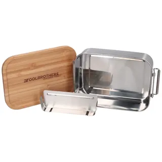 Toolbrothers Fan Edelstahl Brotdose mit Bambus Deckel 1200 ml, Lunchbox für Erwachsene und Kinder, Brotzeit, Vesperbox für Schule Arbeit Picknick Reisen