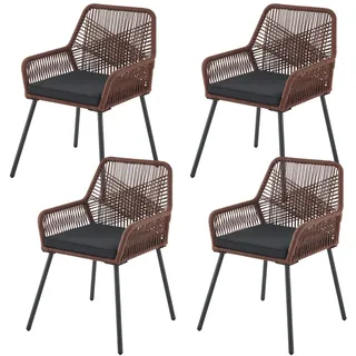 Juskys Gartenstuhl Kastos 55 x 70 x 106 cm dunkelbraun 4 St.