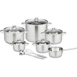 GSW Rigo Topf-Set 13-tlg. Kochtopf 14 cm + Kochtopf 16 cm + Kochtopf 20 cm + Kochtopf 24 cm + Stielkasserolle 16 cm + Gemüsetopf 26 cm