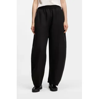 Schlupfhose BOSS ORANGE "Talinen Premium Damenmode", Damen, Gr. 40, N-Gr, schwarz 001, Web, Obermaterial: 53% Leinen, 47% Viskose, unifarben, Ballonform lang, Hosen Schlupfhose, Balloon Fit mit elastischem Bund