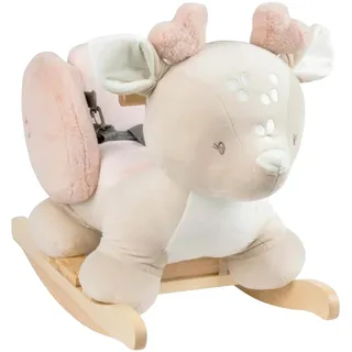 Nattou Schaukeltier, Hirschkuh, Inkl. Sicherheitsgurt, Fröhliches Hin- und Herschaukeln, 100% Polyester, FanFan, Beige