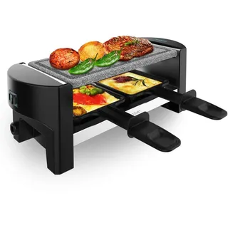 Cecotec Holz Raclette Käse & Grill 8200 Holz Schwarz. 1200 W, Grillfläche, 8 Einzelpfannen, Antihaftplatte, einstellbarer Thermostat, abnehmbares Design (Holz, AllStone)