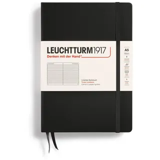 Leuchtturm1917 300612 Notizbuch Medium (A5), Hardcover, liniert, schwarz