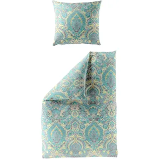 BIERBAUM Lotte Ornament Mako-Satin Jade 155 x 220 cm + 80 x 80 cm