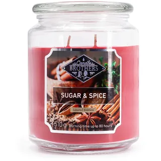 Candle-Brothers Große Duftkerze im Glas mit Deckel | Sugar & Spice | Duftkerze Zimt | Kerze 2 Docht | Kerze lange Brenndauer | Geschenk für Frauen