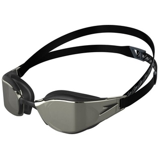 Speedo Fastskin Hyper Elite Mirror Goggles, Verbessertes Design, Komfortabler Stil, Schwarz und Silber, Erwachsene Unisex Größe,