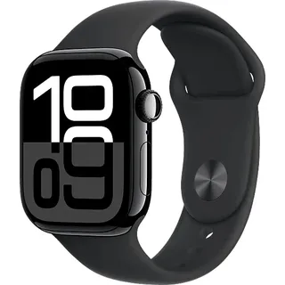 Apple Watch Series 10 GPS 42 mm Aluminiumgehäuse diamantschwarz Sportarmband schwarz S/M