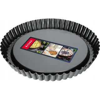 KADAX Tarteform "Prung", Tartelette Förmchen aus verzinkten und Antihaftschicht Blech, 30cm, Schwarz