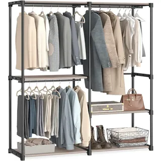 Stoffschrank , Schwarz, Taupe , Textil , 2 Fächer , 138x182x43 cm , ohne Türen , Schlafzimmer, Kleiderschränke, Stoffschrank