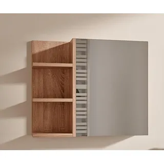HAJDUK FURNITURE Badspiegelschrank 60x50 cm Sonoma – Spiegelschrank Bad 1 Tür grifflos mit Ablagen links - Beige