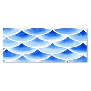 Tulup® Küchenrückwand Spritzschutz aus Glas -125x50 -Spritzschutz auf gehärtetes Glas Deko Sonstige Fischschuppen - Blau
