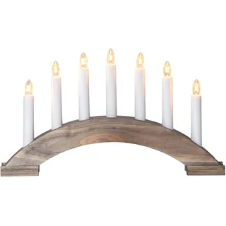 EGLO Lichterbogen Weihnachten mit 7 Kerzen Fensterleuchter | gebogen aus Holz in Braun, Schwibbogen mit Kabel, Weihnachtsbeleuchtung Fenster, E10 Fassung, warmweiß
