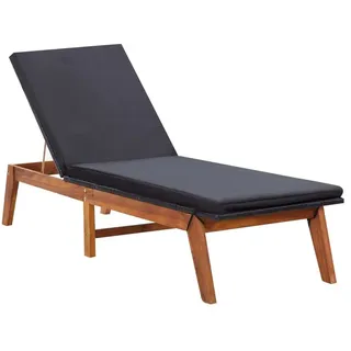 vidaXL Sonnenliegen 2 Stk. mit Tisch Poly Rattan und Massivholz Akazie - Schwarz