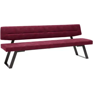 Dieter Knoll Sitzbank , Dunkelrot , Metall , Uni , 130x85x58 cm , Lederauswahl, Stoffauswahl, Typenauswahl, mit Rückenlehne , Esszimmer, Bänke, Sitzbänke, Polsterbänke