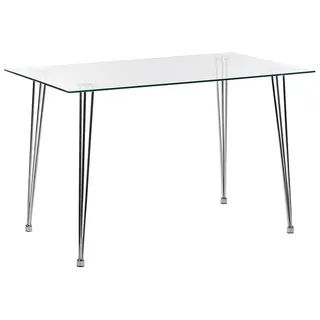 Beliani Esstisch 120/70/74 cm Silberfarben Rechteckig Winston , Glas , 70x74x120 cm , Esszimmer, Esstische