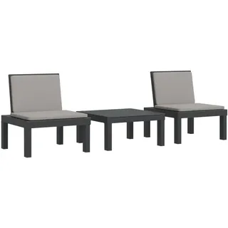 vidaXL 3-tlg. Garten-Lounge-Set mit Kissen Anthrazit PP - Grau
