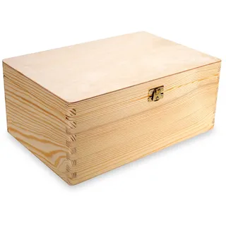 Holzbox mit Deckel Holzkiste Aufbewahrungsbox Deko 30 x 20 x 13,5 cm Holz-Kiste Naturholz Box Erinnerungsbox | Bastel- & Geschenkkiste