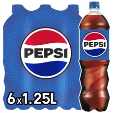 Pepsi Cola, Das Original von Pepsi, Koffeinhaltige Cola in Flaschen aus 100% recyceltem Material, EINWEG (6 x 1.25 l)