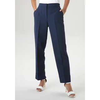 Anzughose ANISTON SELECTED, Damen, Gr. 40, N-Gr, blau (dunkelblau), Web, Obermaterial: 95% Polyester, 5% Elasthan, unifarben, figurumspielend knöchelfrei, Hosen Anzughose, mit Bügelfalten