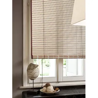 VERDELOOK Ägyptisches Rollo, Bambus-Rollo mit Baumwollbordüre, 120x250 cm, beige mit dunkelbrauner Bordüre