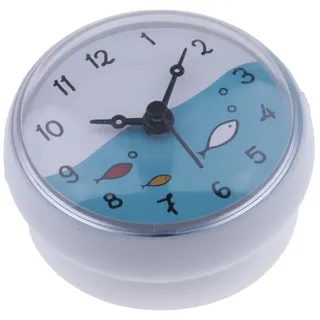 F Fityle Duschuhr Bad Clock Küchenuhr Wanduhr Badezimmer Saugnapf Uhr Spiegeluhr, Auswahl, Weiß