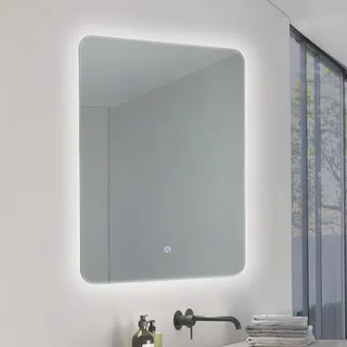 M Ledme Badezimmerspiegel mit Licht, 50 x 70 cm, Mijas 15 W, dimmbar, 3 Lichtfarben, Touch-Schalter, HD-Hartglas, IP44, horizontal/vertikal
