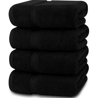 Utopia Towels - 4er-Pack Badetücher Set Premium 100% ringgesponnene Baumwolle 69 x 137 cm Handtücher, sehr saugfähig, weiches Gefühl Duschtücher (Schwarz)