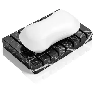 WORHE Seifenhalter Seifenschale 100% natürlicher Marmor, selbstentleerende für Barseife, Duschseifenhalter, Schwammhalter, Seifenschale, Seifenhalter für Badezimmer, Küche DE018