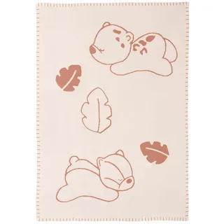 Nattou Kuscheldecke für Babys, Wendecover, 100% Baumwolle, Ca. 75 x 100 cm, Vegan, Boris & Jungo, Beige