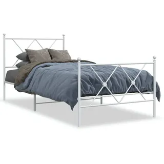 vidaXL Bettgestell mit Kopf- und Fußteil Metall Weiß 90x200 cm - Weiß