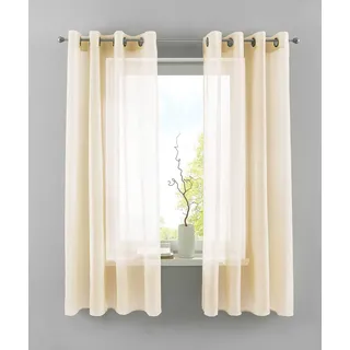 YASMIN 2er Set Ösengardinen HxB 145x140 cm Creme Transparent »Basel« Gardine Bleiband Store Vorhang, 20332TR2