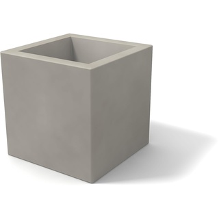 Kloris Vase Würfel, quadratisch, Ellico, 25 cm, Polyethylen, grau, Taupe, ganzes Fassungsvermögen, 25 x 25 cm, Höhe und Tiefe 26 cm