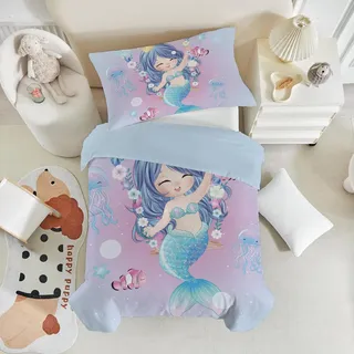 ZTYROLJ Meerjungfrau Bettwäsche 100x135 für Mädchen Kinder, Weich Mikrofaser Meerjungfrau Bettwäsche -Sets, Atmungsaktiv Kinderderbettwäsche mit 40x60 Kissenbezüge