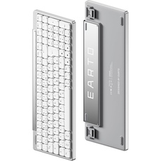 Earto CT100 Mechanische Tastatur Kabellos, 96 prozent-100 Tasten Low Profile Mechanical Keyboard, Bluetooth/2.4G/ Kabelgebunden, Weiße Beleuchtung, Windows/Mac Aluminium Tastatur, Brauner Schalter
