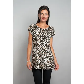 Longshirt SEIDEL MODEN "Exklusiv bei OTTO", Damen, Gr. 44, beige, Jersey, Obermaterial: 96% Viskose, 4% Elasthan, körpernah Po-bedeckend, Rundhals, Shirts Longshirt, mit Animal-Leo-Print -MADE IN GERMANY, Topseller