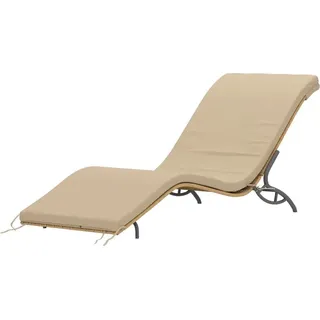 Fortuna Lai Sonnenliege Polyrattan Wasserabweisend Gartenliege mit Kissen, wetterfest Liege 120 kg belastbar UV-bständig Relaxliege Liegestuhl Gartenmöbel für Garten Balkon Outdoor 166 x 63 x 76 cm Beige - Beige