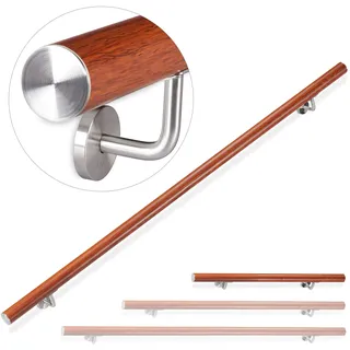 Relaxdays Handlauf 100 cm Aluminium Eiche-Optik