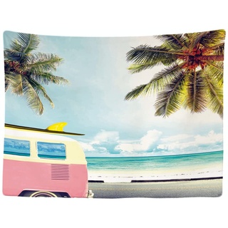 Ulticool - Wandteppich Tapestry Dekoration Wohnung - Bus Van Life Palme Sonne Meer - 200 x 150 cm groß - Wandtuch Wandbehänge - Accessoires für Schlafzimmer Wohnzimmer Kinderzimmer