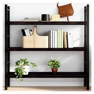 Wandregal Dunkelbraun, 120 x 30 x (2-4) cm, behandeltes Massivholz, Eiche - Dunkelbraun
