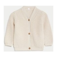 Boys M&S Collection Pure Cotton Knitted Cardigan (0-3 Yrs) - Calico, Calico - 18-24 Months