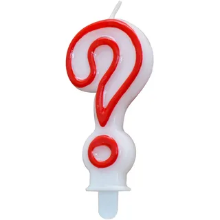 ALGON Fragende Geburtstagskerze mit rotem Rand, buntes und festliches Design, perfekt für Feiern, Interrogante