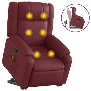 vidaXL Massagesessel mit Aufstehhilfe Weinrot Kunstleder - Rot