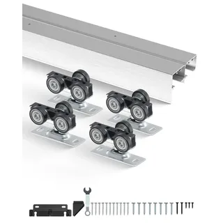 Vevor Schiebetür-Beschlagschienensatz Schiebetürsystem 1828 mm, Doppelschienen Schiebetürsystem aus Aluminiumlegierung, passende Türbreite 927 mm x 2, Schiebetürbeschlag 68 kg belastbar