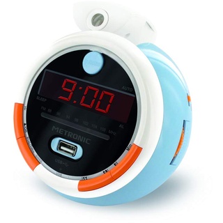 Metronic Le Petit Prince 477342 Radiowecker FM USB, Projektion Dual Alarm und Sleep/Snooze-Funktionen, Batterien zum Sichern der Uhrzeit