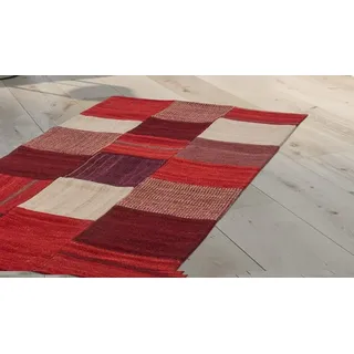 Kayoom Teppich »Radical 230« rechteckig 15 mm Höhe Handgewebter Jacquard-Kilim, hochwertige Materialmischung rot / Multi B : cm 1 Stk.