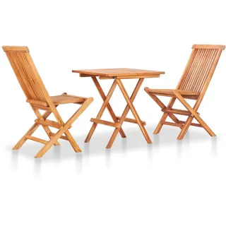 vidaXL 3-tlg. Bistro-Set mit Grünen Kissen Massivholz Teak - Grün