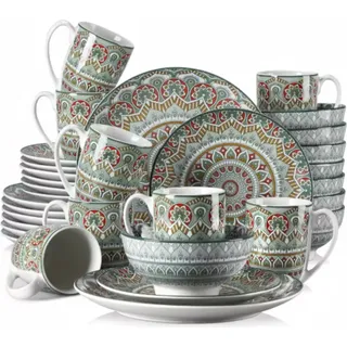 Vittoria Serviesset – 32-teilig – 8 Personen – Grün – Essteller, Frühstücksteller und tiefe Teller - Grün