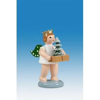 Holzfigur Engel mit Baum ohne Krone Höhe 6cm NEU Holzengel Instrument Seiffen